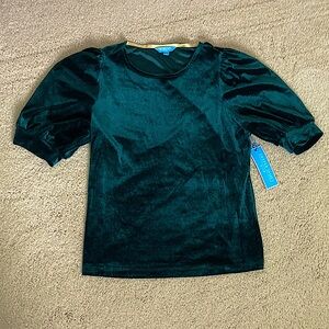 [NWT] Draper James RSVP Green Velvet Short Sleeve Top Small